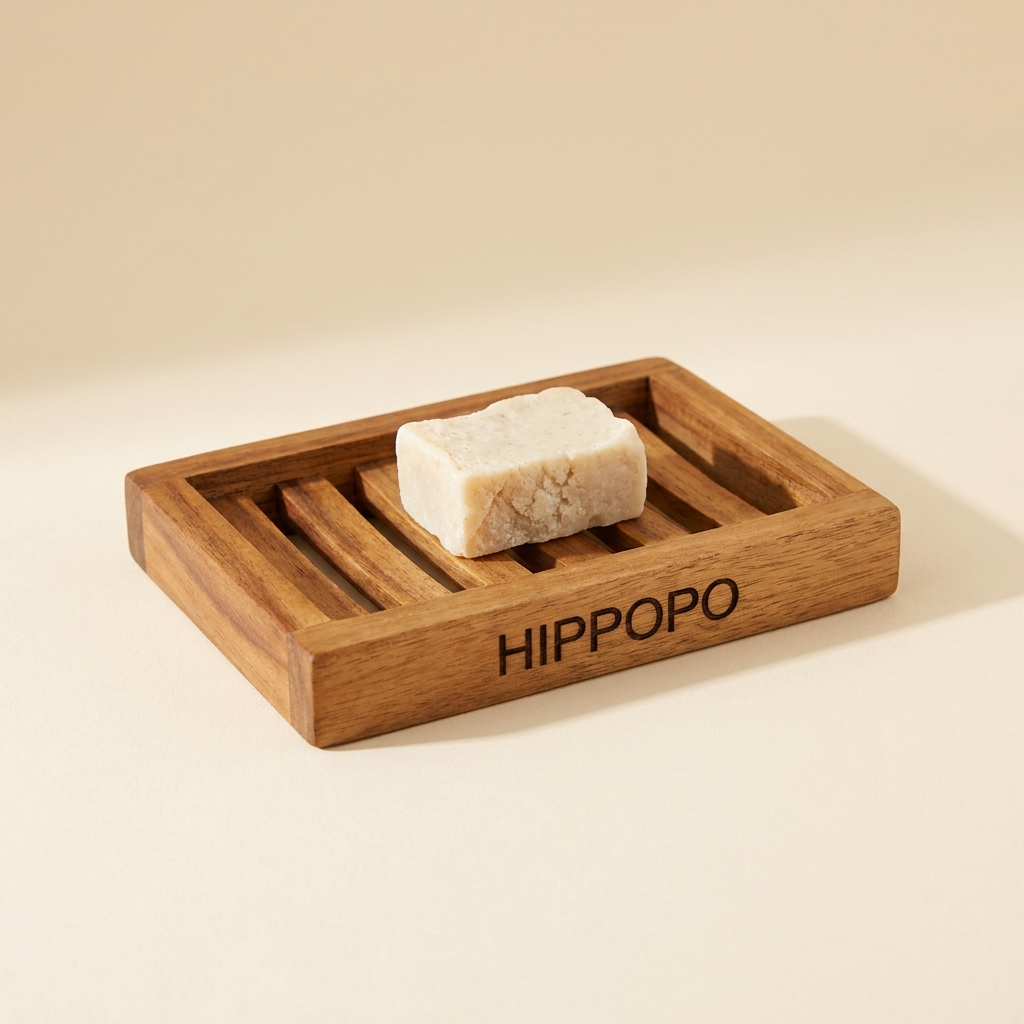 מעמד סבון מעץ עם חריטת HIPPOPO